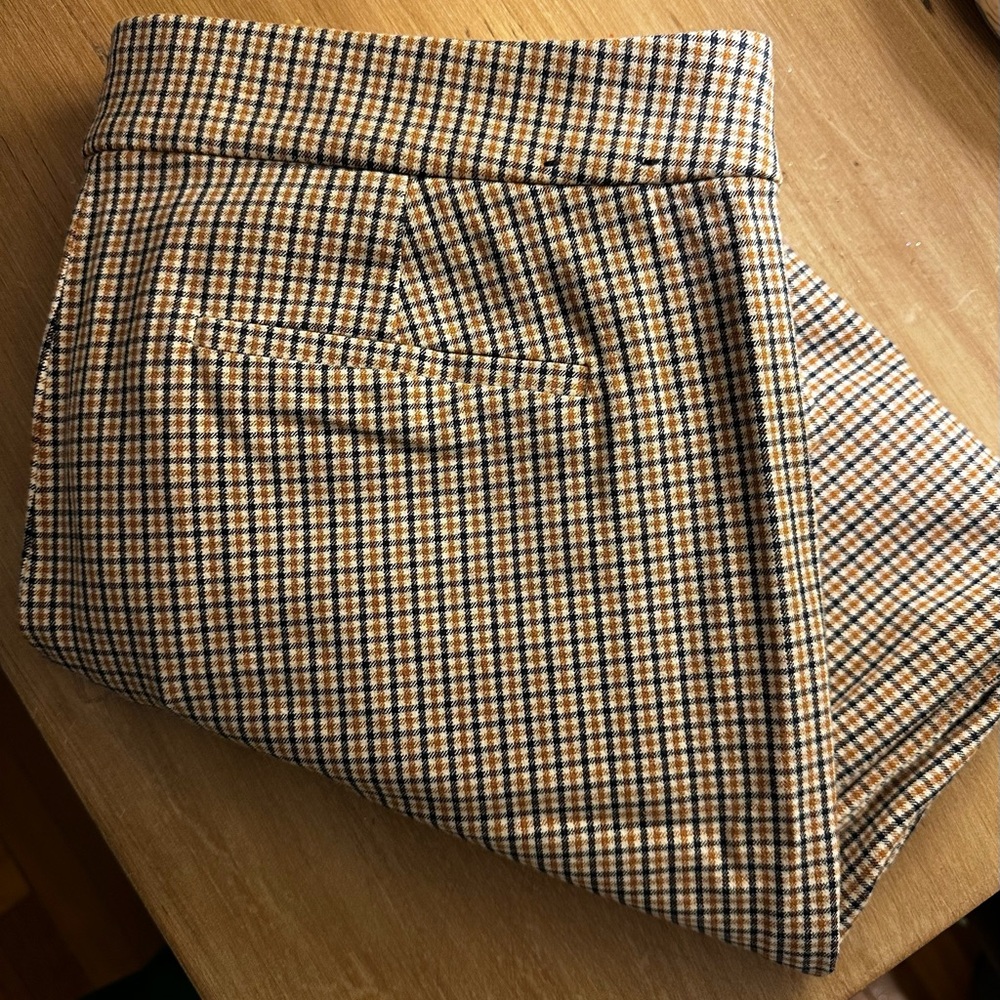 J. Crew Plaid Pants in Blue and Tan